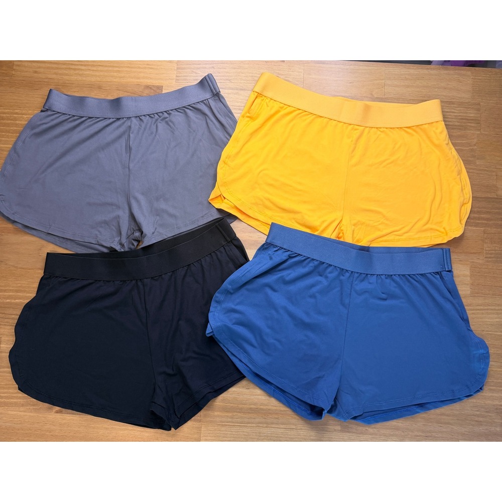 Real Essentials 4-Pack Women's Running Gym Shorts Size Large NWOT